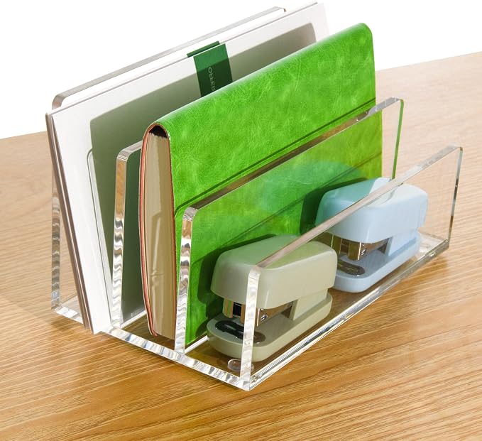 Clear Acrylic Desk Organizer – 3 Compartment Mail Holder & Letter Sorter - Image 7