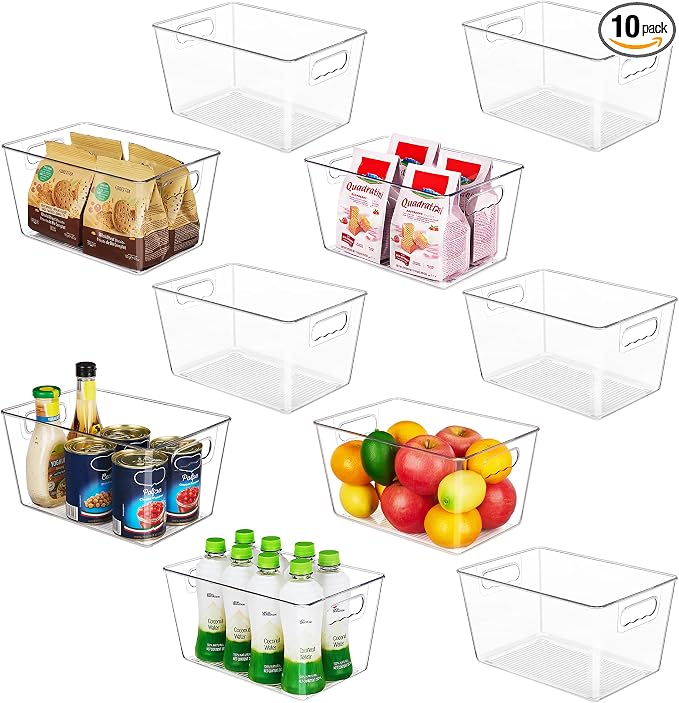 YIHONG Clear Pantry Storage Organizer Bins, 10 Pack Plastic Food Storage Bins by YIHONG