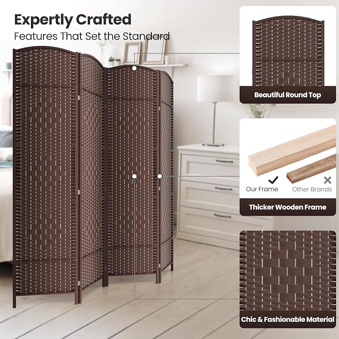 Cocosica 4 Panel Room Divider, 6Ft Folding Privacy Screen, Tall - Image 2