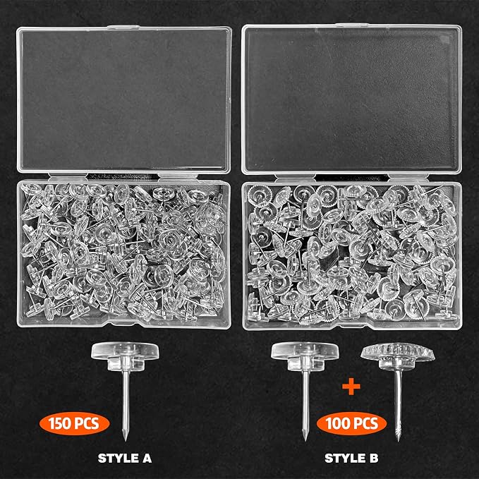 Clear Thumb Tacks for Wall Hangings Plastic Clear Push Pins 150 Count for Cork - Image 5