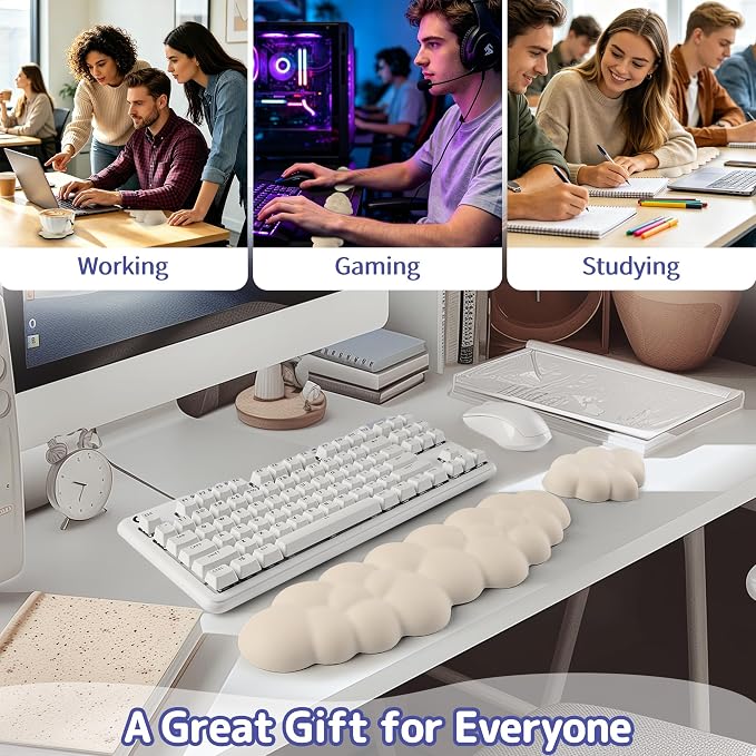Sushret Cloud Wrist Rest Keyboard, Cloud Keyboard Wrist Pad Set - Image 6