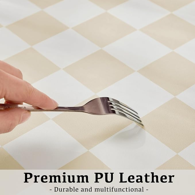 Ohocut Checkered Desk Mat, Large Cute Aesthetic Retro PU Leather Computer - Image 4