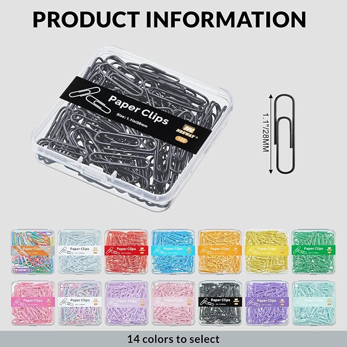 NEEWAY Small Paper Clips, 1.1 Inch Vinly Coated Colored Paperclips, 3 Pack of - Image 2