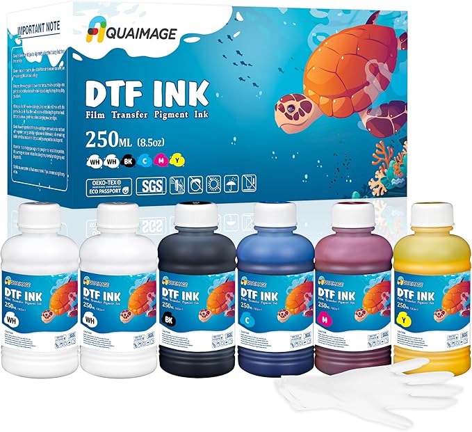 Dtf Ink 1500ml Dtf Printer Ink for ET8550,L1800,XP15000, Bright Colors,DTF Transfer Ink for Pet Film, Refill Ink for P400, P800, P600, DX5, XP600. (250ml x 6, 2Wh+BKCMY)-DeskLoop Office