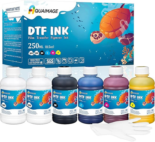 Dtf Ink 1500ml Dtf Printer Ink for ET8550,L1800,XP15000, Bright Colors,DTF Transfer Ink for Pet Film, Refill Ink for P400, P800, P600, DX5, XP600. (250ml x 6, 2Wh+BKCMY)-DeskLoop Office