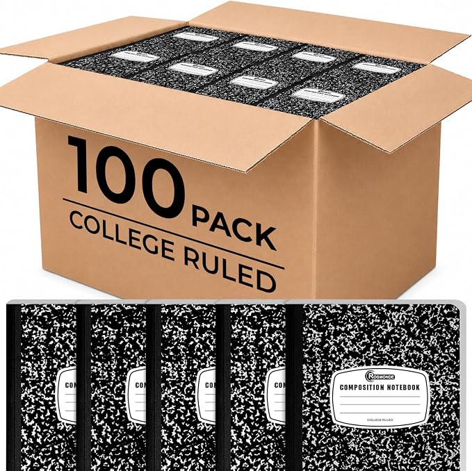 Rosmonde 100 Pack Bulk Composition Notebooks, College Ruled Notebook, 200 Pages by Rosmonde