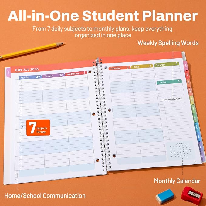 SUNEE Elementary Student Planner 2026-2027, Academic Year Jul. 2026 - Image 3