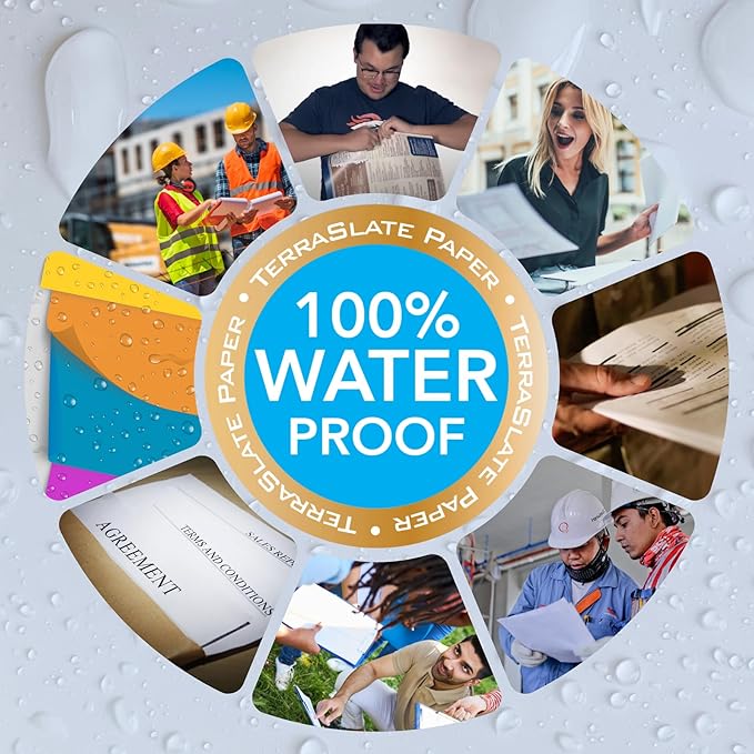 TerraSlate Copy Paper Waterproof Laser Printer, Rain Weatherproof, 5 Mil, 8.5x11-inch, 500 Sheets