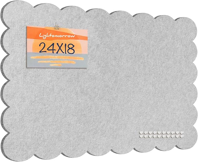 Lightomorrow Scalloped Bulletin Board, 24 x 18 Inches Felt Pin Board by Lightomorrow
