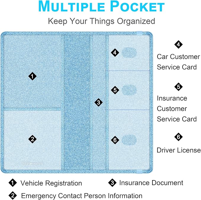 Wisdompro Car Document Holder Organiser, PU Leather Vehicle Insurance and - Image 2