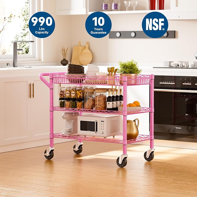 WDT Pink Rolling Utility Cart - Image 2
