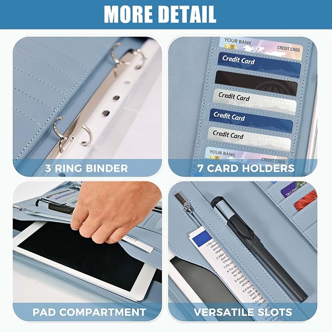 Padfolio Portfolio Folder Binder-Organizer Planner Notebook Zippered Portfolio - Image 3