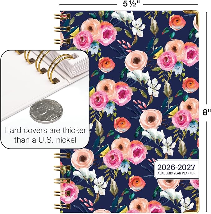 HARDCOVER Academic Year 2026-2027 Planner: 14 Months 5.5"x 8" Daily Weekly - Image 3