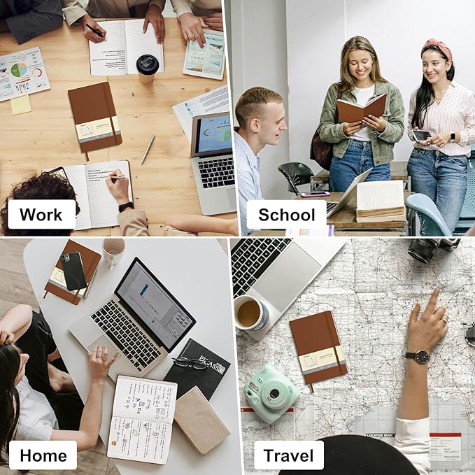 Comix 6 Pack Lined Journal Notebooks for Work, 240 Pages, 5.5"x8.3", Brown, Hardcover, A5 Medium College Ruled, Journaling Notebooks for Notes-taking, Fits for Office School Home-DeskLoop Office