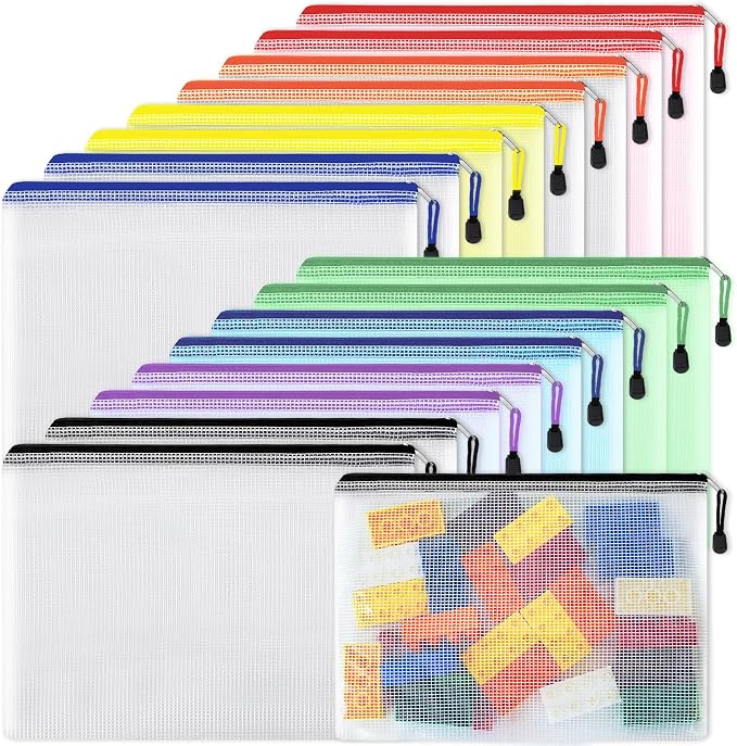 EOOUT 16pcs Mesh Zipper Pouch, Board Game Storage Bags by EOOUT