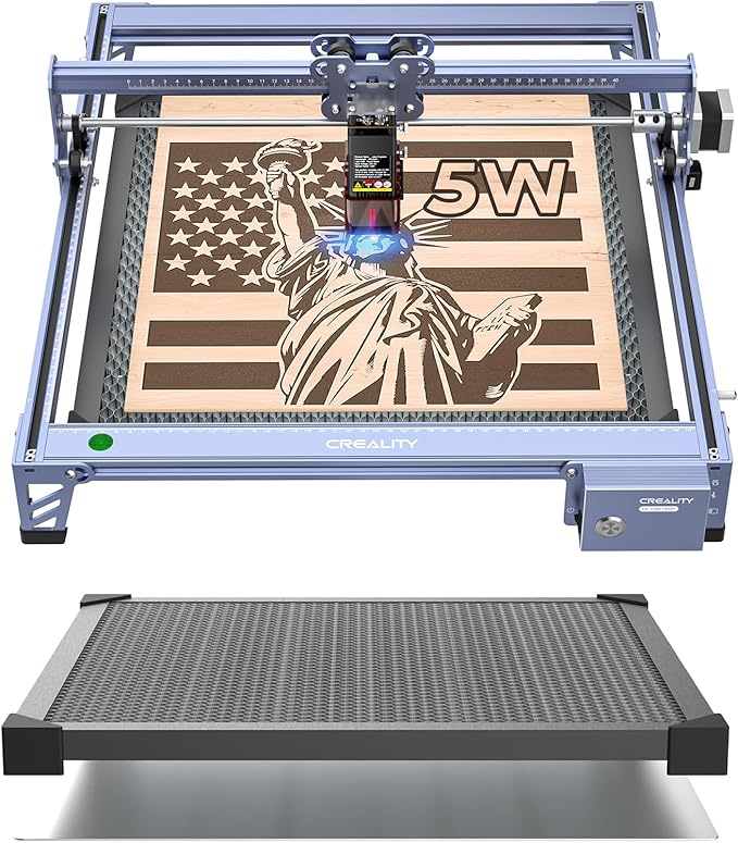 Creality Falcon 5W Laser Engraver Machine with Honeycomb Laser Bed 500x500, 10000mm/min, 72W High-Precision Laser Cutter for Wood, Acrylic, and Metal, Easy Setup and Out-of-The-Box-DeskLoop Office