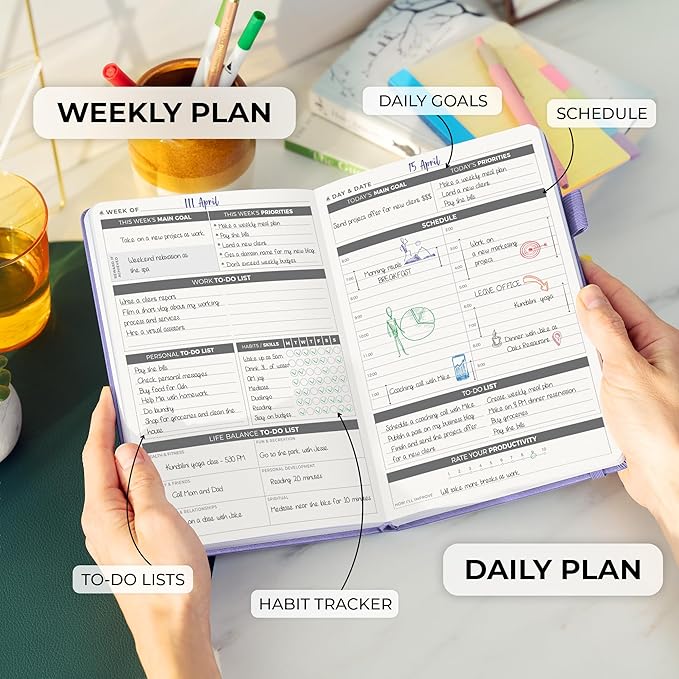 Clever Fox Daily Planner – Undated Planning Notebook with Hourly Schedule & To-Do List – Personal Day Task & Work Organizer, 6 Months (Lavender)-DeskLoop Office