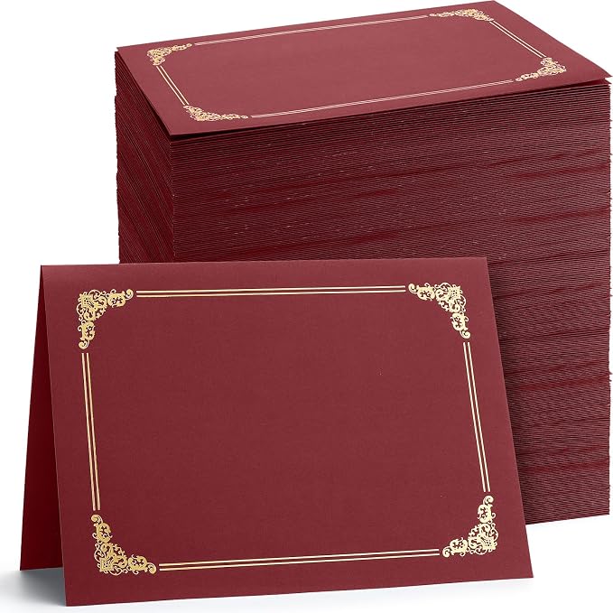 Fainne 120 Pack Certificate Holders Bulk, Diploma Covers Gold Foil Border by Fainne