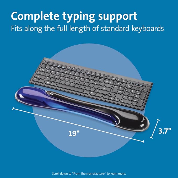 Kensington Duo Gel Keyboard Wrist Rest, Ergonomic Support - Image 2