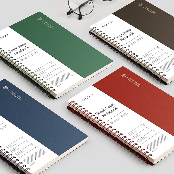 EMSHOI Graph Spiral Notebook 4 Pack, A5 Graph Paper Notebook/Journal, - Image 7