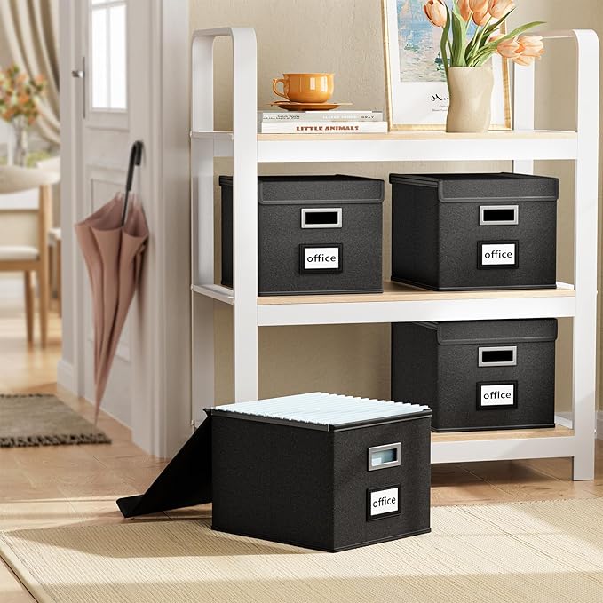 File Organizer Box with Lid, Collapsible File Folder Organizer - Image 2