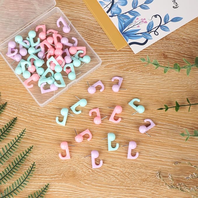 50Pcs Push Pin Hooks, Wall Thumb Tacks Hook Push Pin Hangers Wall Hooks - Image 5