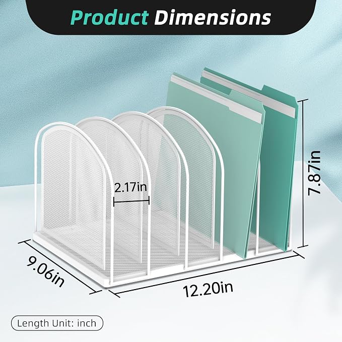 SUPEASY File Organizer 5-Section Mesh Desk Organizer, Upright File Organizer - Image 4