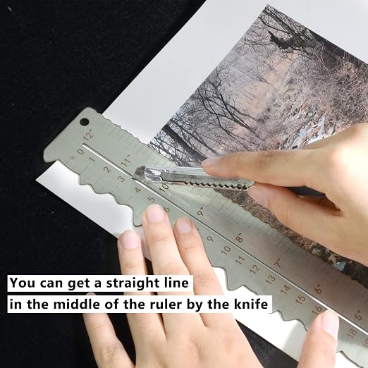 Stainless Steel Metal Paper Tearing Ruler Craft Ruler - Image 4