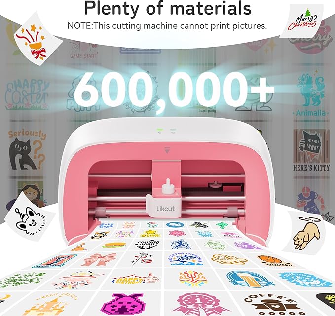 Likcut Vinyl Cutter Machine, Upgrade Cutting Machine Glee S501 for DIY Joy, Portable Smart Cutting Tool for Crafter, Sticker Decal Maker Printing for Family & School Fun Projects and Decorations, Pink-DeskLoop Office