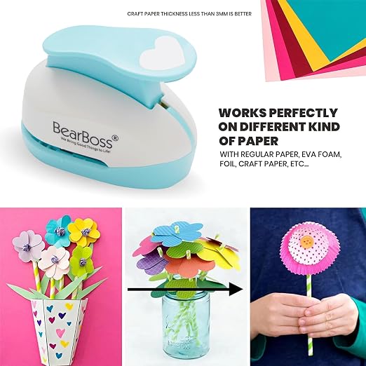 BearBoss Heart Paper Punch, Handmade Scrapbook Paper Puncher, Different Size of - Image 5