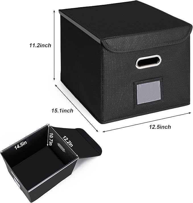 File Organizer Box with Lid, Large Hanging File Folder Organizer with Plastic - Image 2