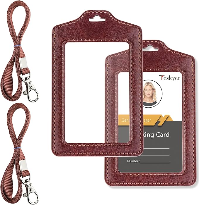 Teskyer 2 Pack Double Sided Clear Badge Holder by TESKYER