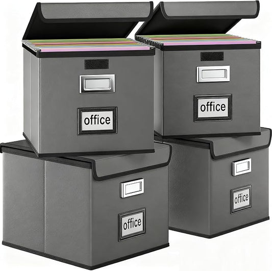 Portable Leather File Organizer Boxes by Huolewa