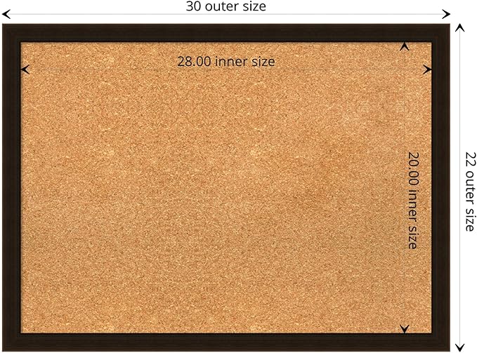 Amanti Art Natural Cork Board for Wall, 22x30 Vision Board with Brown Wood Frame, Medium Corkboard Office Decor for Home Organization, Rustic Farmhouse Corkboard Pinboard to display items for home-DeskLoop Office