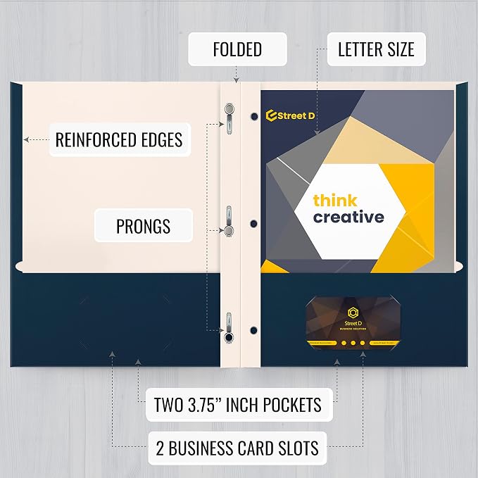 Better Office Products Navy Blue Paper 2 Pocket Folders - Image 3