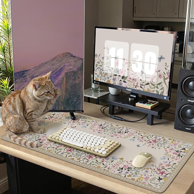 iCasso Floral Desk Mat for Keyboard and Mouse, Cute Gaming Mouse Pad XXL - Image 6