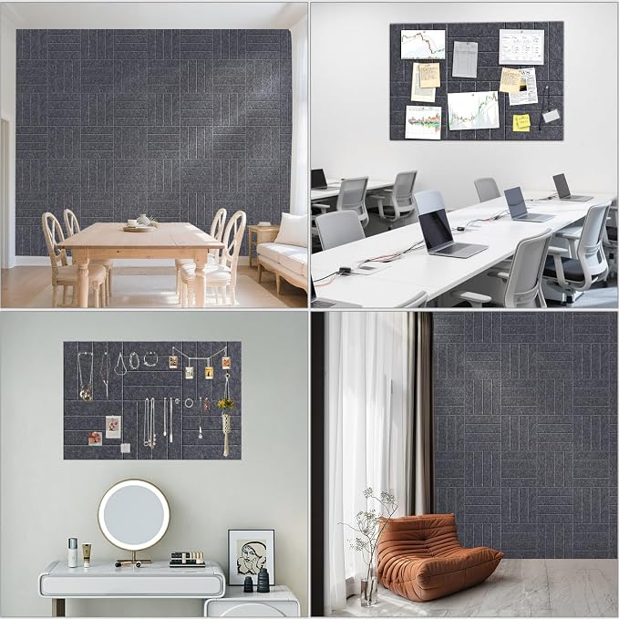 Large Cork Board Strips for Wall, 6 Pack Fabric Wall Tiles - Image 8