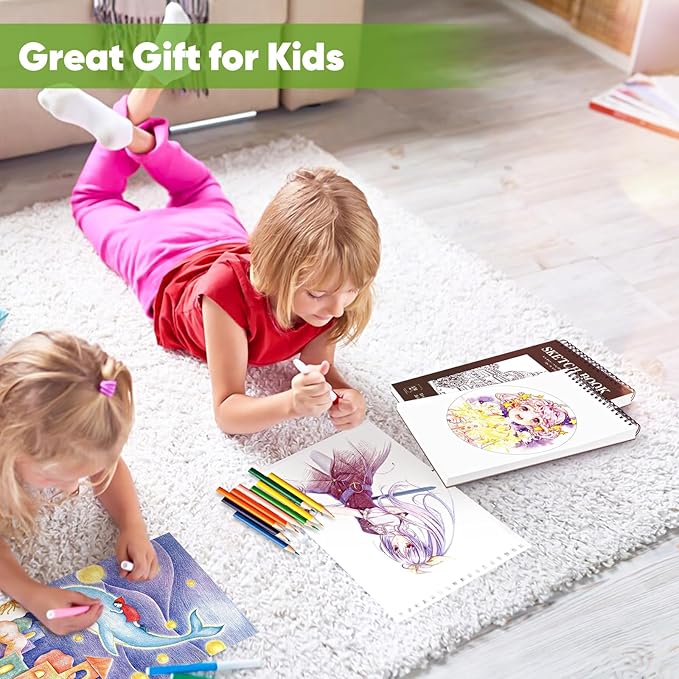 Soucolor Sketchbook 8.5x11 Hard Cover - 100 Sheets Spiral Bound Sketch Pad 8.5" x 11", 68lb/100gsm Thick Drawing Paper 8.5" x 11", Acid-Free Art Notebook for Kids Adults Classroom Teacher Must Have-DeskLoop Office