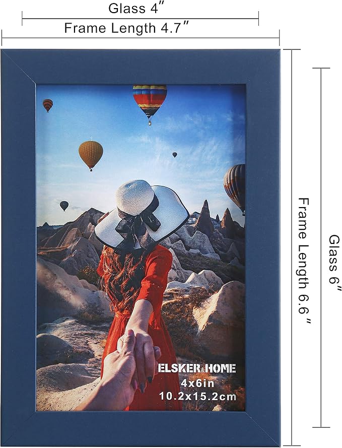 ELSKER&HOME 4x6 Picture Frame Navy Blue Glass 6Pack | Sturdy Wood Composite - Image 4
