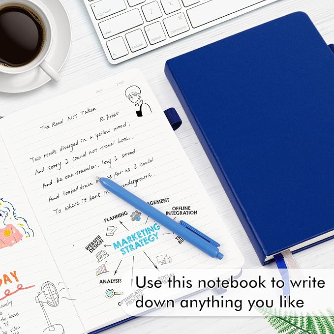 12 Pack Notebooks Journals Bulk with 12 Black Pens, Feela A5 Hardcover Notebook Classic Ruled Journal Set with Pen Holder for School Business Work Travel Writing, 120 GSM, 5.1”x8.3”, Navy-DeskLoop Office