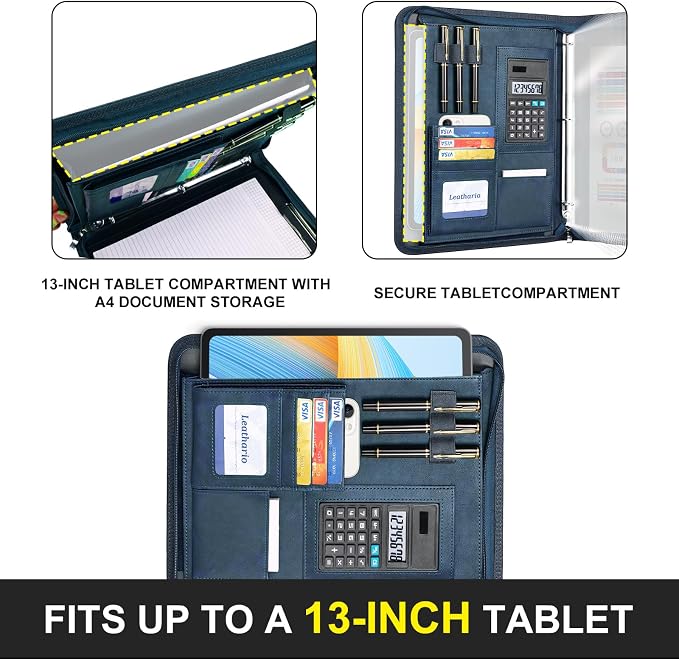 Leathario Portfolio Binder, 3-Ring Folder Organizer, Includes 5 Sheet - Image 5