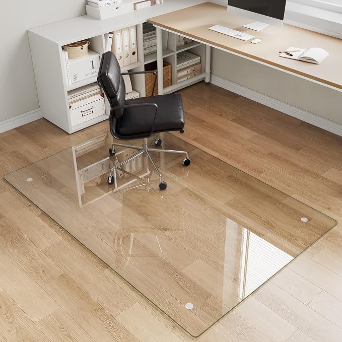 Tempered Glass Office Chair Mat, Heavy Duty 0.2" Thick Computer Chair Mat by MYSUNORIA