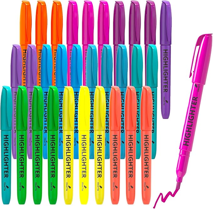 Lelix 30 Pack Highlighters, 10 Bright Colors, Chisel Tip, Quick Drying for Back to School, Office, Home, ideal for Highlighting Underlining-DeskLoop Office