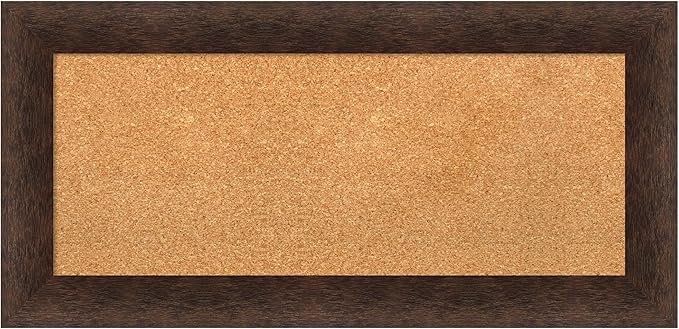 Amanti Art Natural Cork Board for Wall, 17x35 Vision Board with Brown Wood Frame, Medium Corkboard Office Decor for Home Organization, Casual Corkboard Pinboard to Display Items for Home Organization-DeskLoop Office