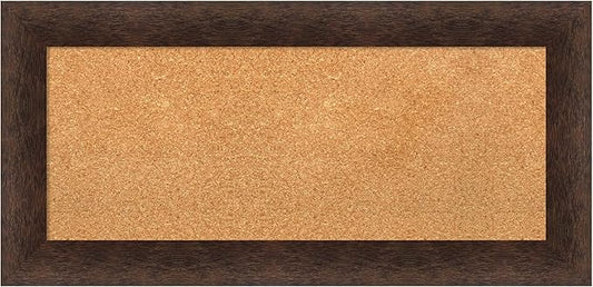Amanti Art Natural Cork Board for Wall, 17x35 Vision Board with Brown Wood Frame, Medium Corkboard Office Decor for Home Organization, Casual Corkboard Pinboard to Display Items for Home Organization-DeskLoop Office