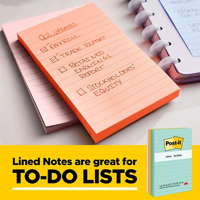 Post-it Notes, 4 in x 6 in, 5 Lined Sticky Note Pads, 100 Sheets per Pad - Image 9