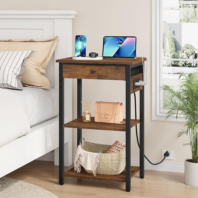 Gewudraw Printer Stand with Charging Station, 3-Tier Under Desk Printer Table - Image 8