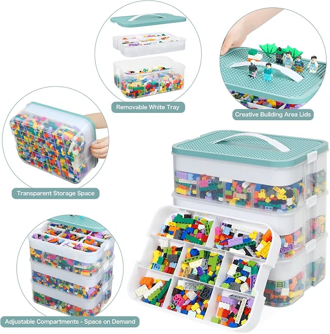 Douorgan Toy Storage Organizer for Lego Stackable Organizer Bins - Image 3