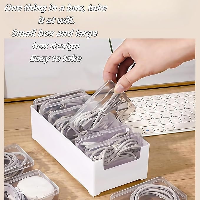 11 Box Cable Organizer Storage Box, Desktop Cable Management - Image 4