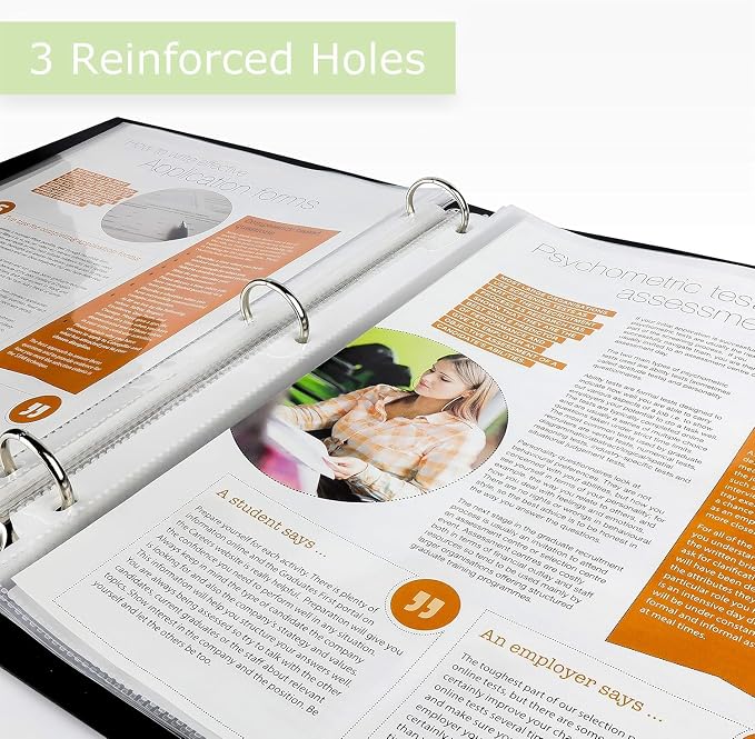 Sheet Protectors for 3 Ring Binder, 50 Pack Heavyweight Plastic Sleeves | Page - Image 3